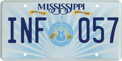 MS license plate INF057