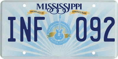 MS license plate INF092