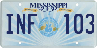 MS license plate INF103