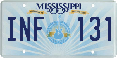 MS license plate INF131