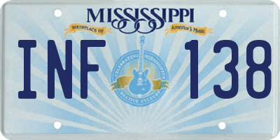 MS license plate INF138