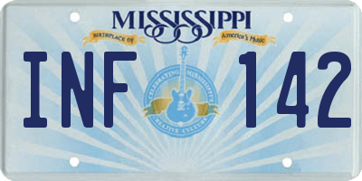 MS license plate INF142