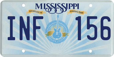 MS license plate INF156