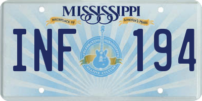 MS license plate INF194