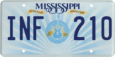 MS license plate INF210