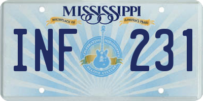 MS license plate INF231