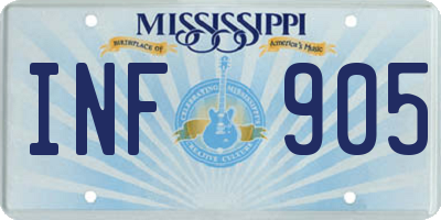MS license plate INF905