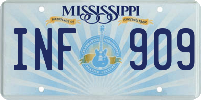 MS license plate INF909
