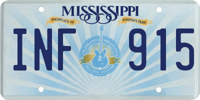 MS license plate INF915