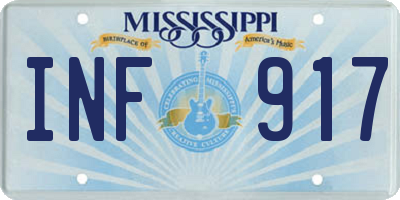 MS license plate INF917