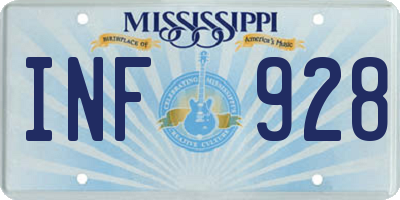 MS license plate INF928