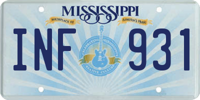 MS license plate INF931
