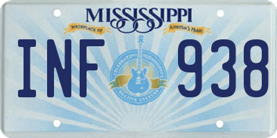 MS license plate INF938
