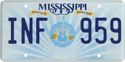 MS license plate INF959