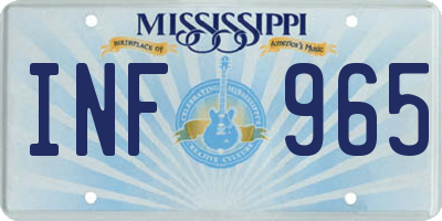 MS license plate INF965