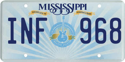 MS license plate INF968
