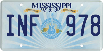 MS license plate INF978