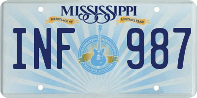 MS license plate INF987