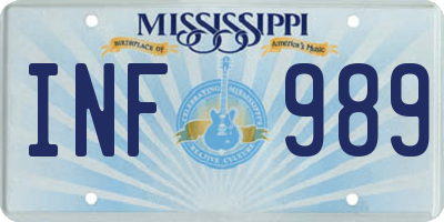 MS license plate INF989