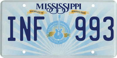 MS license plate INF993