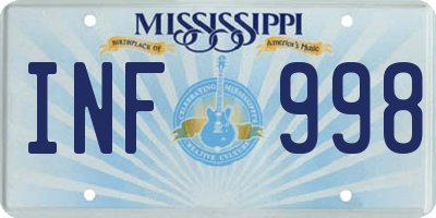 MS license plate INF998