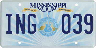 MS license plate ING039