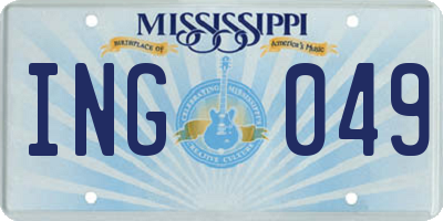 MS license plate ING049