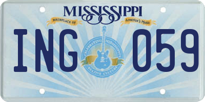 MS license plate ING059