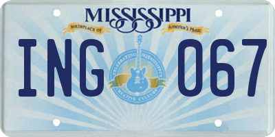 MS license plate ING067