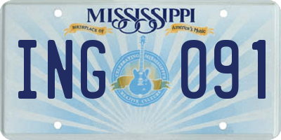 MS license plate ING091