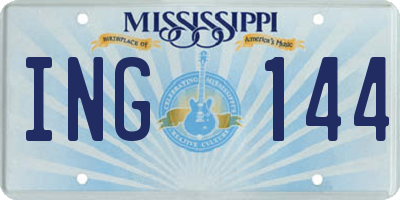 MS license plate ING144