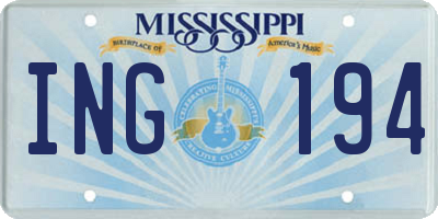 MS license plate ING194