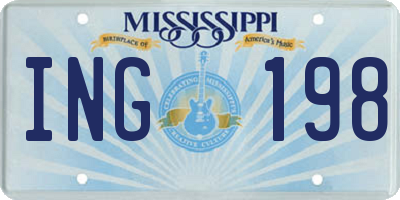 MS license plate ING198