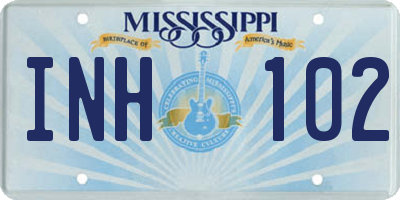 MS license plate INH102