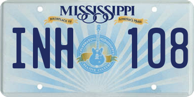 MS license plate INH108