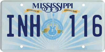MS license plate INH116