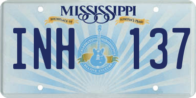 MS license plate INH137