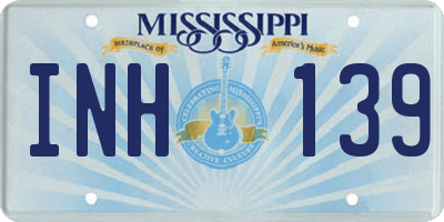 MS license plate INH139