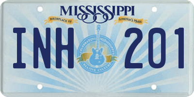 MS license plate INH201