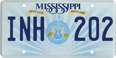 MS license plate INH202
