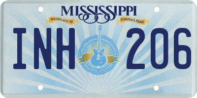 MS license plate INH206