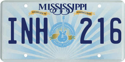 MS license plate INH216