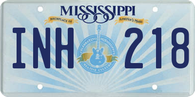 MS license plate INH218