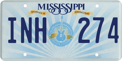 MS license plate INH274