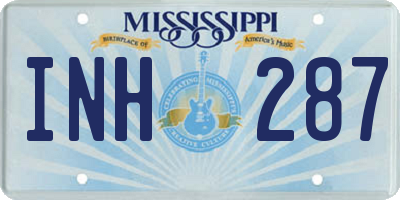MS license plate INH287