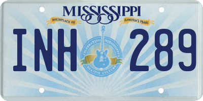 MS license plate INH289