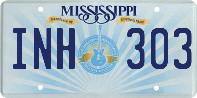 MS license plate INH303