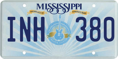 MS license plate INH380