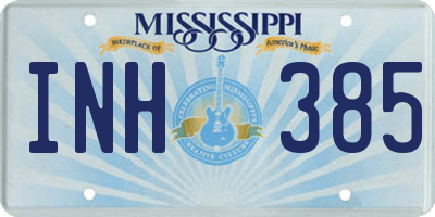MS license plate INH385