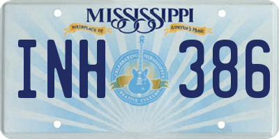 MS license plate INH386